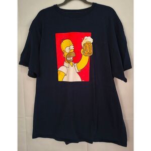 The Simpsons 20th Century Fox Homer Simpson Beer Tee Shirt Navy graphic print Si
